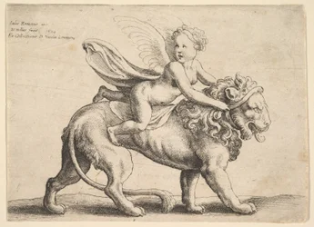 Cupidon sur un lion