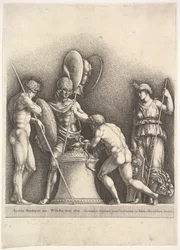 Quatre figures classiques, sacrifice païen, 1638