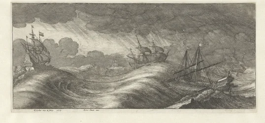 Galère et autres navires dans une tempête en mer