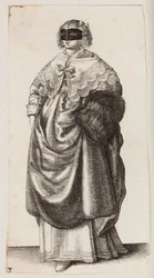 Femme avec un masque et un manchon