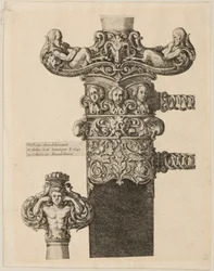 Gravure de dessins pour un pommeau, des quillons et un verrou