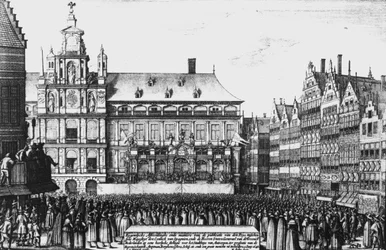 Proclamation de la paix de Westphalie en 1648, gravée par F. Wyngaerde