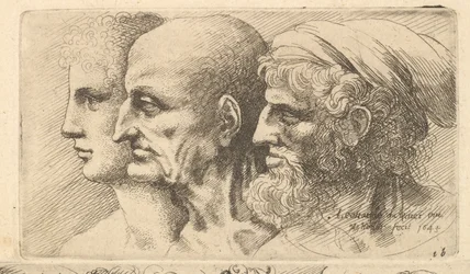 Rangée de trois têtes de profil à gauche, 1645
