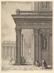 Cour du Temple avec des figures, d