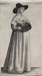 Les divers habits des femmes anglaises, de la noblesse aux paysannes..., 1640