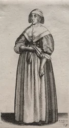 Les divers habits des femmes anglaises, de la noblesse aux paysannes..., 1640