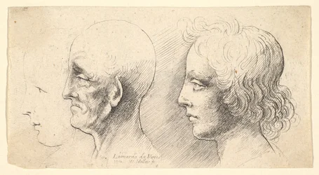Trois têtes de profil, une seule en contour, 1625-77