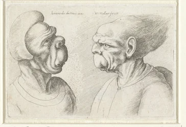 Deux têtes déformées (Varie figurae et probae) (Caricatures, têtes et déformations d
