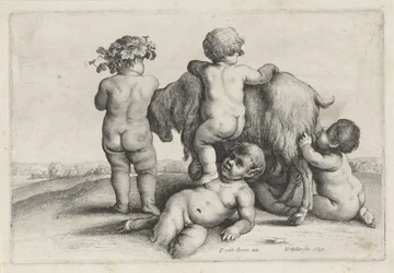 Quatre garçons, un satyre et une chèvre (Putti et satyres)