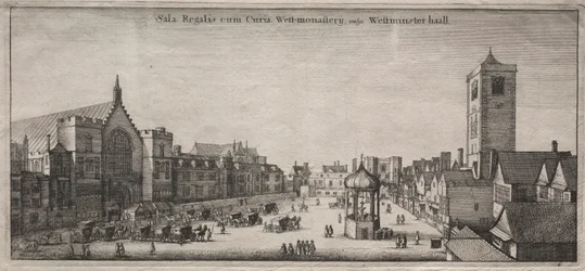 Vues de Londres : New Palace Yard avec Westminster Hall et la Clock House