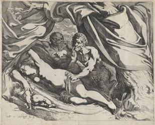 Vénus endormie espionnée par des satyres