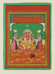 Ganesha assis avec des assistants, fin 19e-début 20e siècle