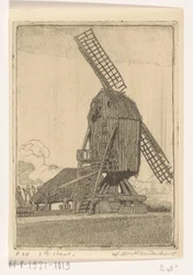Moulin à vent avec deux ailes près de Bennekom