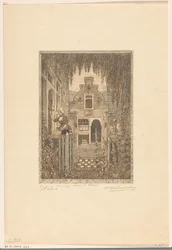 Femme en costume traditionnel frappant à une porte à Edam