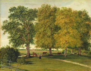 Berger avec du bétail sous des arbres automnaux, vers 1821