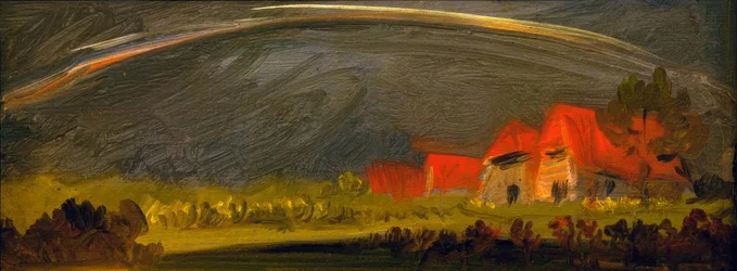 Paysage orageux avec arc-en-ciel