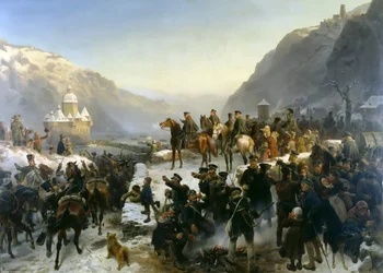 Blücher traversant le Rhin près de Kaub le 1er janvier 1814, 1860.