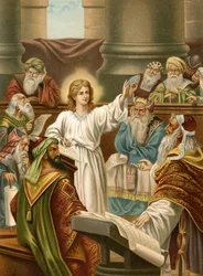 Jésus enseigne dans le Temple