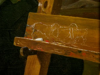 Un jeune artiste (Ditlev Blunck) examinant une esquisse dans un miroir, détail