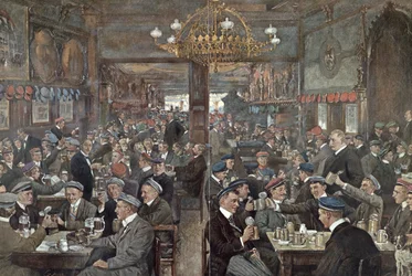 La brasserie étudiante du Thuringer Hof à Leipzig, vers 1900