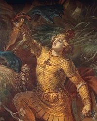 Sigurd tuant le dragon Fafnir avec l