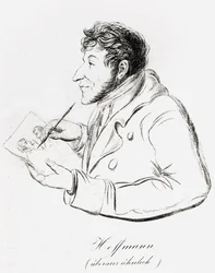 Autoportrait de Hoffmann se représentant en train de faire un autoportrait