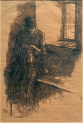 Vieille paysanne tricotant