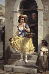 Une femme italienne en route pour le carnaval