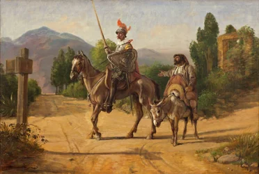 Don Quichotte et Sancho Panza à un carrefour, après 1847