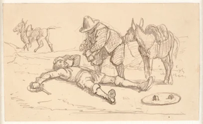 Don Quichotte blessé et aidé par Sancho