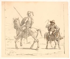 Don Quichotte chevauche vers la gauche, Sancho Panza vers la droite
