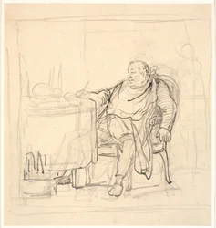 Un homme corpulent à la table du dîner