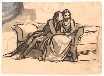 Un couple assis sur un canapé