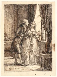 Un jeune couple. Le prince héritier Frédéric (Fre. 5) mange des cerises à Charlottenborg avec la princesse héritière Louise