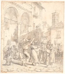 Musiciens de rue italiens sur une place