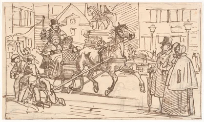 Balade en traîneau autour du "Cheval" sur Kongens Nytorv