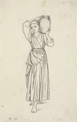 Femme avec une cruche sur l