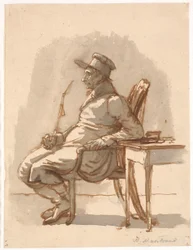 Homme avec pipe et casquette. L