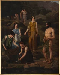 Nausicaa apporte des vêtements à Ulysse naufragé