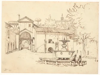 Cour romaine avec fontaine