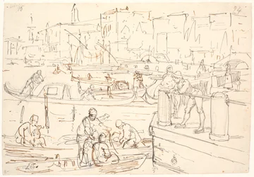 Scène au bord du canal à Venise