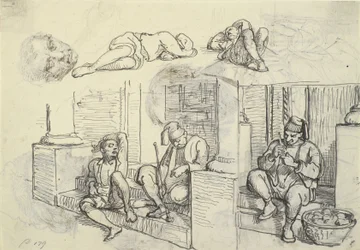Études de Turc et de Lazzaron sur un escalier