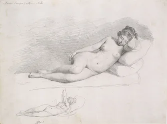 Deux études de modèle féminin allongé