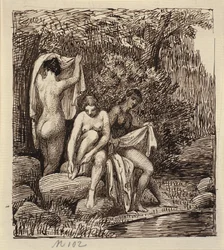 Trois femmes se baignant
