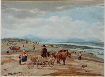 Chariot paysan dans les Préalpes