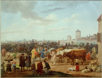 Marché aux bestiaux à la périphérie d