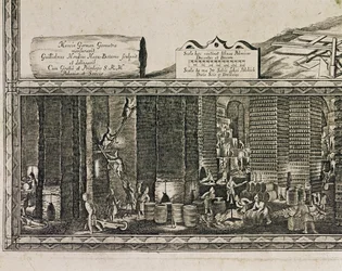 Les mines de sel de Wieliczka, près de Cracovie, produisaient environ un tiers des revenus des rois polonais ... (gravure)