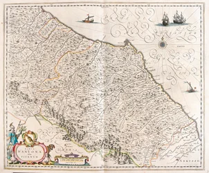 Ancône, Marches, Italie, dans "Theatrum Orbis Terrarum, sive Atlas Novus" de Willem Blaeu, Amsterdam
