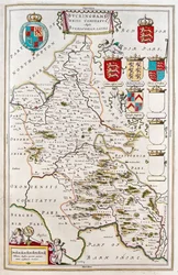 Buckingam shire, dans "Theatrum Orbis Terrarum, sive Atlas Novus" de Willem Blaeu, Amsterdam