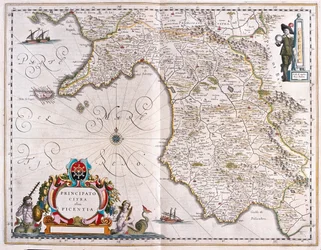 Campanie, Italie, dans "Theatrum Orbis Terrarum, sive Atlas Novus" de Willem Blaeu, Amsterdam